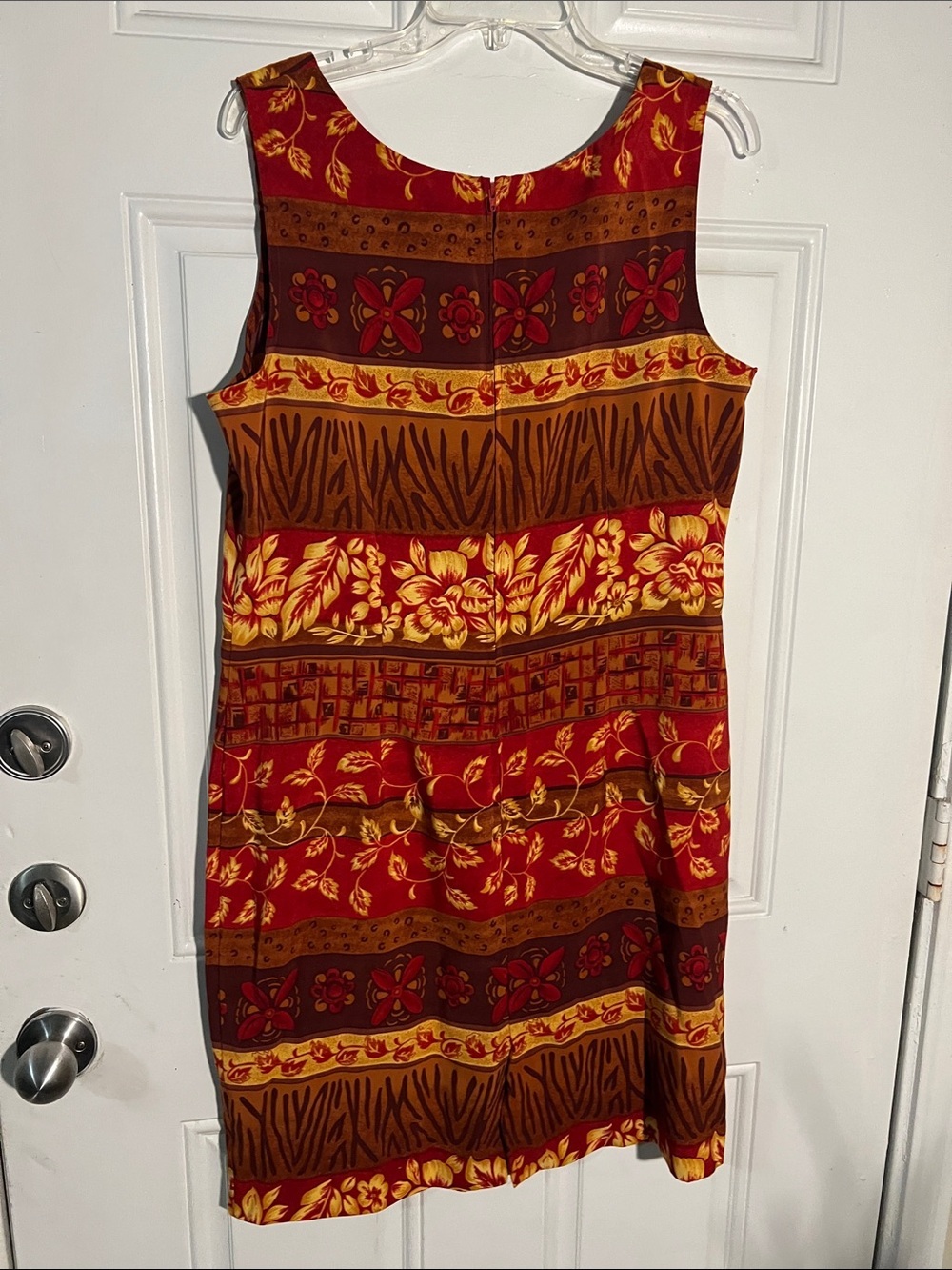 Sag Harbor Red, Brown and Yellow Floral-Striped Sleeveless Mini Dress - Picture 4 of 6